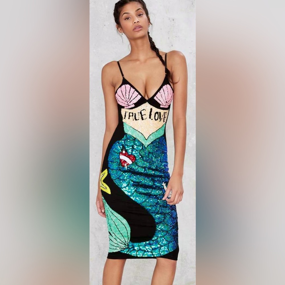 ~SUPER RARE~ DISCOUNT UNIVERSE True Love Mermaid Multicolor Sequin Ariel Dress